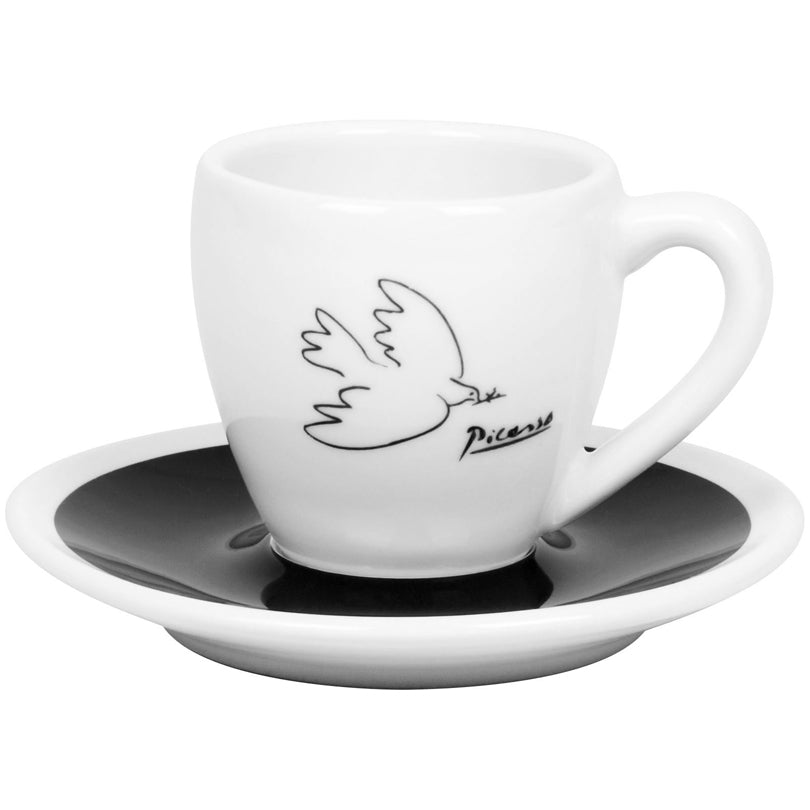 Tazza caffè con piattino "Coffee Bar TWO - Picasso La colombe de la paix", confezione 2 pezzi ml 80/cm Ø6,7x6,2