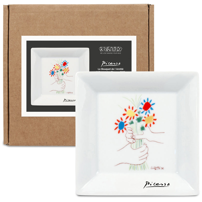 Svuotatasche Vide Poche in confezione da regalo, disegno: Pablo Picasso - Le Bouquet de l'Amité cm 13x13x2,5