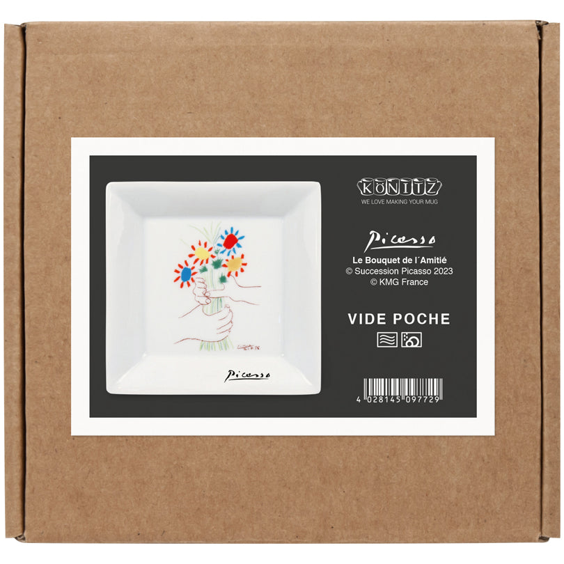 Svuotatasche Vide Poche in confezione da regalo, disegno: Pablo Picasso - Le Bouquet de l'Amité cm 13x13x2,5