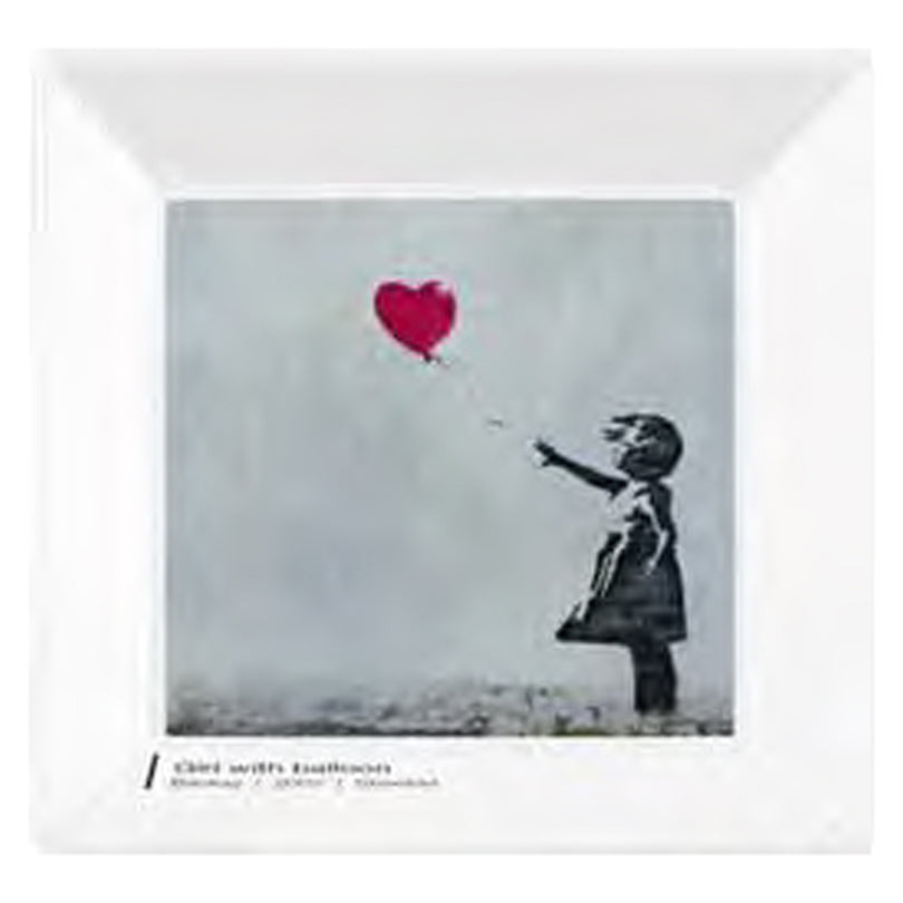 Svuotatasche Vide Poche in confezione da regalo, disegno: Girl with Balloon by Banksy cm 13x13x2,5