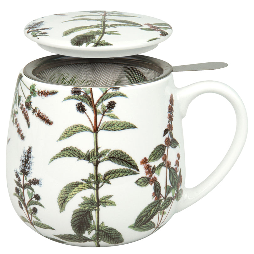 Tazza tè con filtro e coperchio, disegno: "My favourite Tea - Menta piperita" ml 420