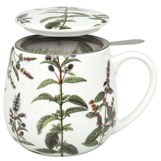 Tazza tè con filtro e coperchio, disegno: "My favourite Tea - Menta piperita" ml 420