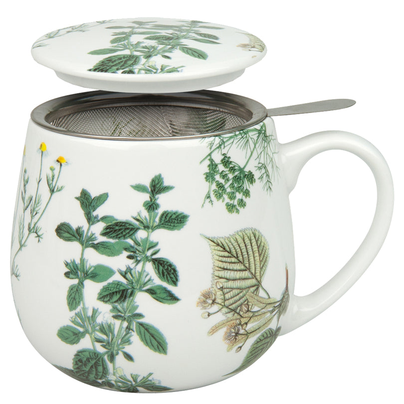 Tazza tè con coperchio e filtro, disegno: "My favourite Tea - Erbe" ml 420