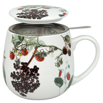 Tazza tè con coperchio e filtro, disegno: "My favourite Tea - Frutti" ml 420