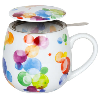 Tazza tè con coperchio e filtro, disegno: Colourful cast - Bubbles ml 420