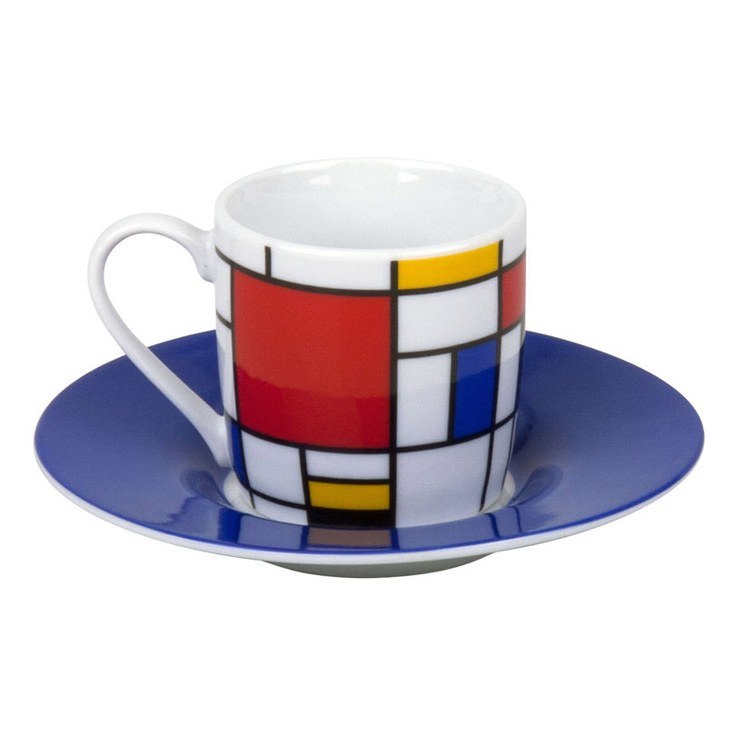 Tazzina caffé con piattino Hommage to Mondrian - Small Fragments ml 85