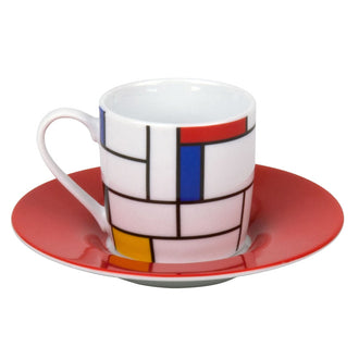 Tazzina caffé con piattino Hommage to Mondrian - Large Fragments ml 85