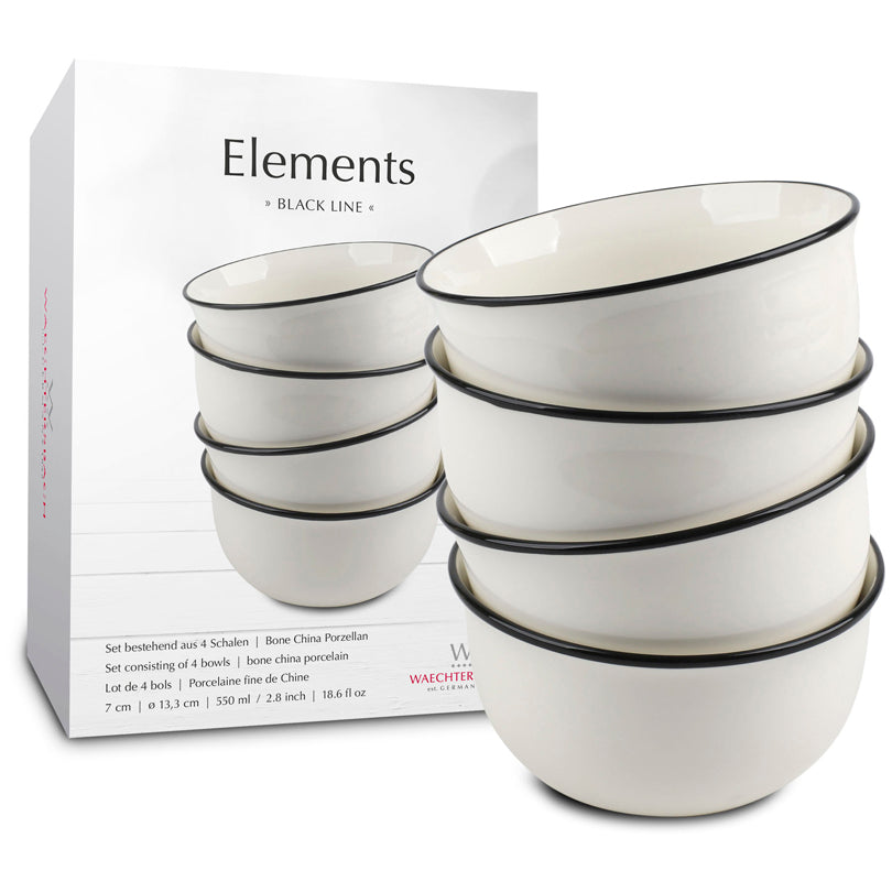 Coppa, disegno: Elements - Black Line, confezione 4 pezzi cm Ø13