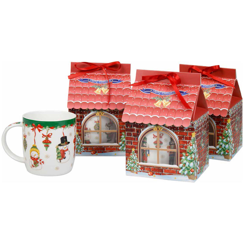 Tazza mug con confezione regalo, disegno: Natale, assortita in set da 24 pezzi ml 425/cm Ø8,9x9,3