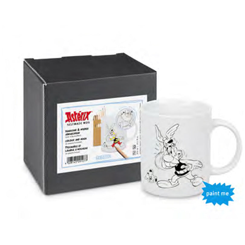 Tazza Selfmade mug "Asterix" da dipingere, con 6 matite colorate incluse ml 300
