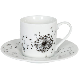 Tazza caffè con piattino, disegno: Music Dandelion ml 85/cm Ø12x6