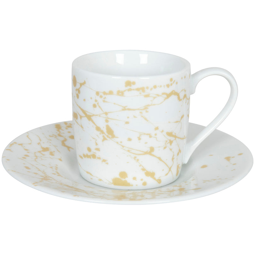 Tazzina caffé con piattino, disegno: Golden Splash ml 85