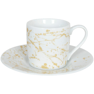 Tazzina caffé con piattino, disegno: Golden Splash ml 85