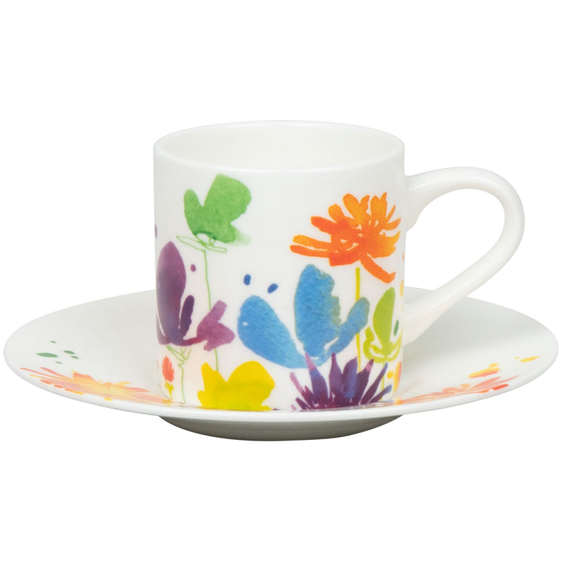 Tazza caffè con piattino, disegno: Full Bloom - Victoria Lowe ml 85/cm Ø5,4x6
