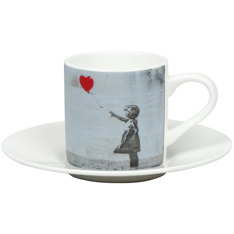 Tazza caffè con piattino, disegno: Art Selection - Girl with Balloon by Banksy ml 85/cm Ø5,4x6