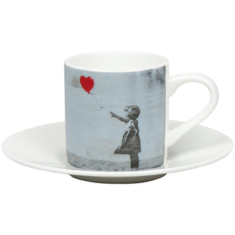 Tazza caffè con piattino, disegno: Art Selection - Girl with Balloon by Banksy ml 85/cm Ø5,4x6
