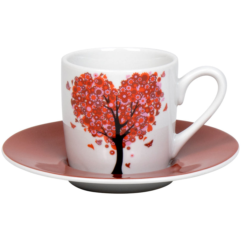 Tazza caffè con piattino, disegno: Love Grows ml 85