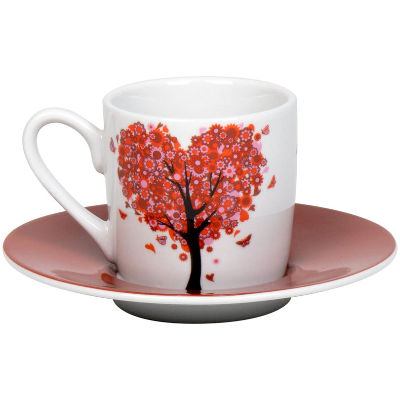 Tazza caffè con piattino, disegno: Love Grows ml 85