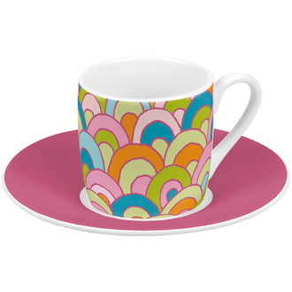 Tazza caffè con piattino in confezione assortita da 4 pezzi, design: Spring ml 85/cm Ø12x5,5