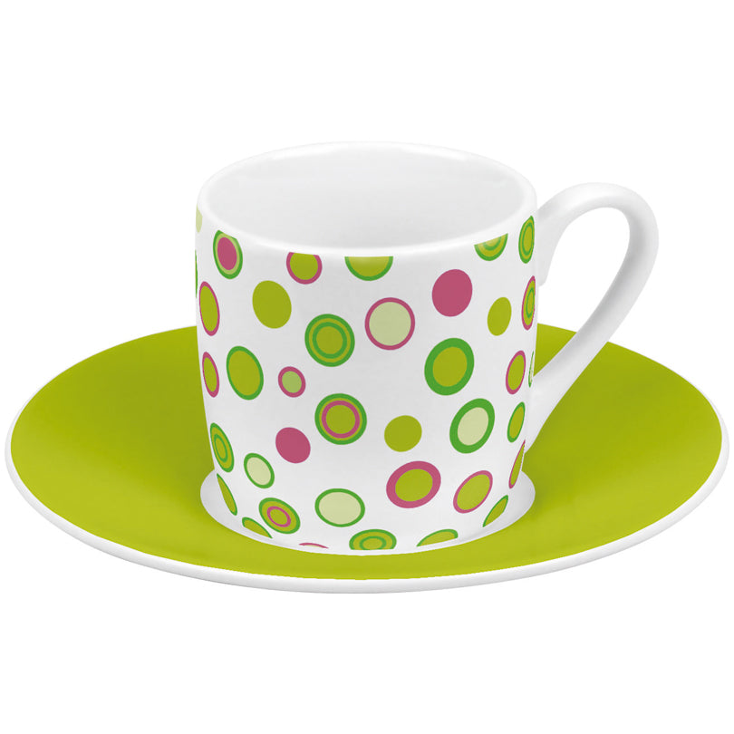 Tazza caffè con piattino in confezione assortita da 4 pezzi, design: Spring ml 85/cm Ø12x5,5