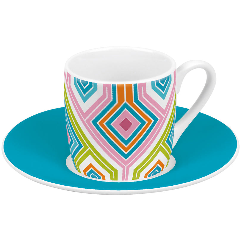 Tazza caffè con piattino in confezione assortita da 4 pezzi, design: Spring ml 85 Ø12H5,5