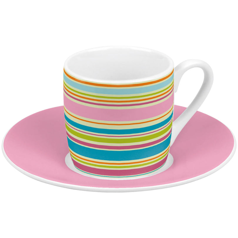 Tazza caffè con piattino in confezione assortita da 4 pezzi, design: Spring ml 85 Ø12H5,5