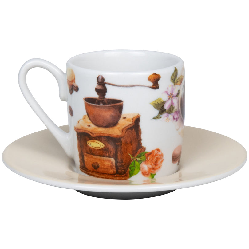 Tazza caffè con piattino, disegno: Coffee Birds ml 85