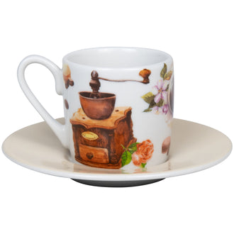 Tazza caffè con piattino, disegno: Coffee Birds ml 85