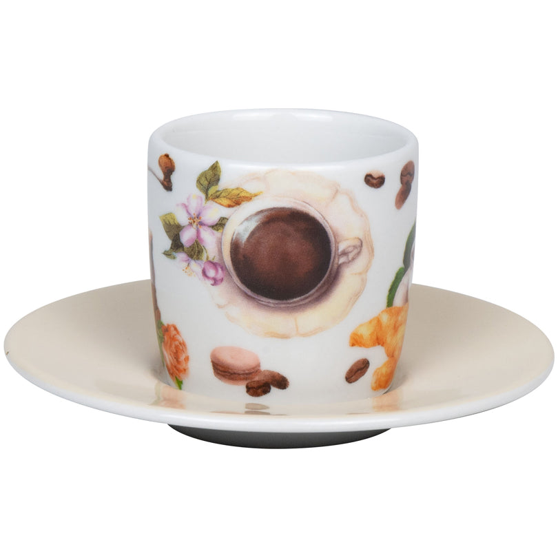 Tazza caffè con piattino, disegno: Coffee Birds ml 85