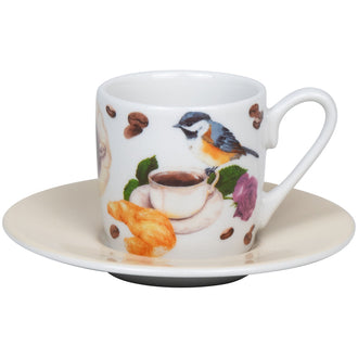 Tazza caffè con piattino, disegno: Coffee Birds ml 85