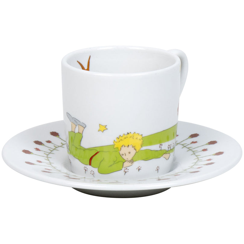 Tazza caffè con piattino, disegno: Il piccolo principe - Amicizia ml 95/cm Ø5,5x7