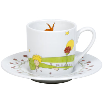 Tazza caffè con piattino, disegno: Il piccolo principe - Amicizia ml 95/cm Ø5,5x7