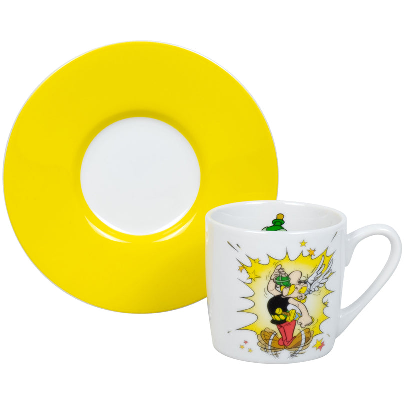 Tazza caffè con piattino, disegno: Asterix - Pozione magica ml 95/cm Ø5,5x7