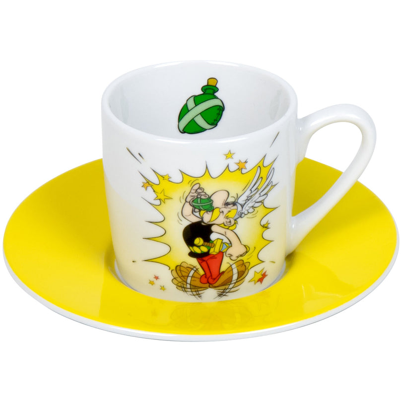 Tazza caffè con piattino, disegno: Asterix - Pozione magica ml 95/cm Ø5,5x7