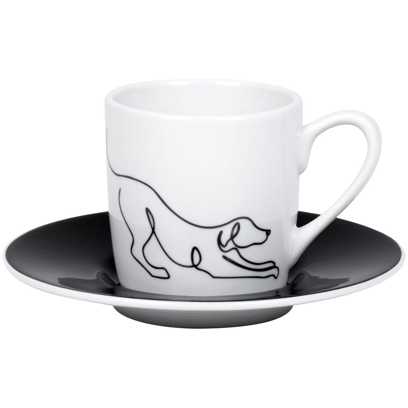 Tazza caffè con piattino, disegno: Hommage à Picasso - Le Chien (cane) ml 95/cm Ø5,5x7