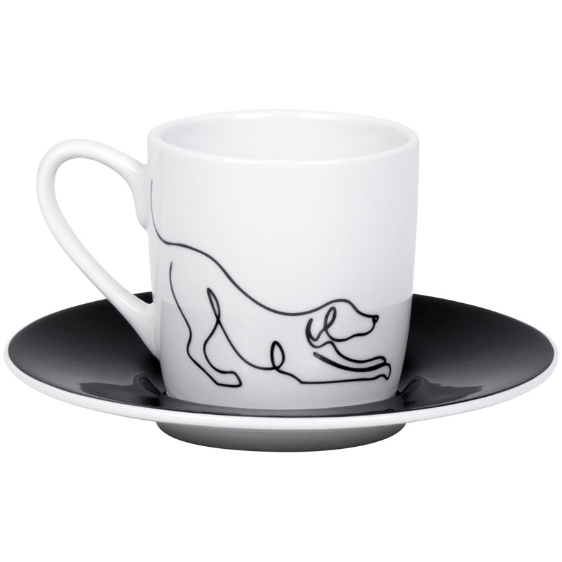 Tazza caffè con piattino, disegno: Hommage à Picasso - Le Chien (cane) ml 95/cm Ø5,5x7