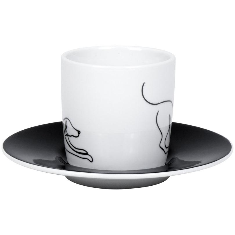 Tazza caffè con piattino, disegno: Hommage à Picasso - Le Chien (cane) ml 95/cm Ø5,5x7