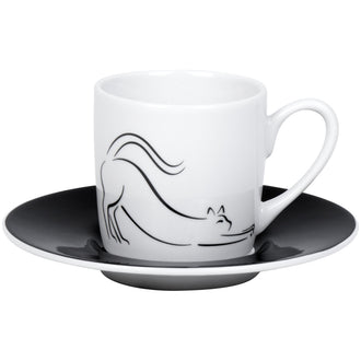 Tazza caffè con piattino, disegno: Hommage à Picasso - Le Chat (gatto) ml 95/cm Ø5,5x7