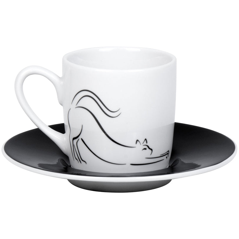 Tazza caffè con piattino, disegno: Hommage à Picasso - Le Chat (gatto) ml 95/cm Ø5,5x7
