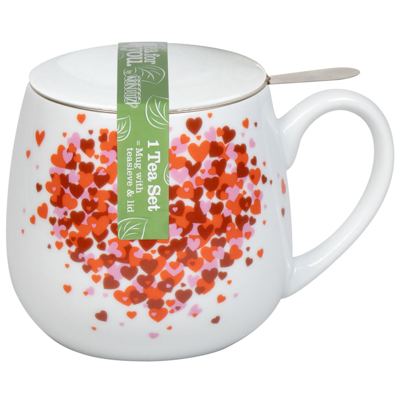 Tazza tè con coperchio e filtro, disegno: Love Explodes ml 420/cm Ø8,2x10