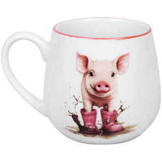 Tazza tè, disegno: Maialino goffo ml 420/cm Ø8,2x9