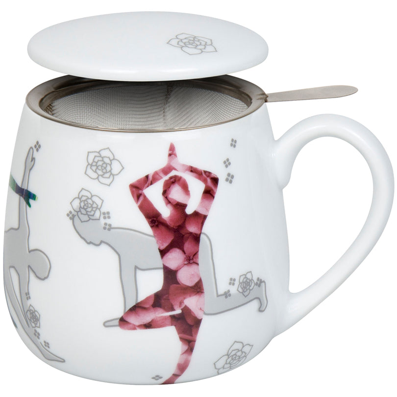 Tazza tè con coperchio e filtro, disegno: Yoga in Nature ml 420/cm Ø8,8x9,3