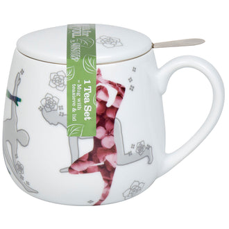 Tazza tè con coperchio e filtro, disegno: Yoga in Nature ml 420/cm Ø8,8x9,3