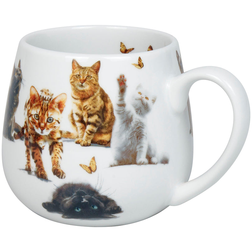 Tazza tè con coperchio e filtro, disegno: Felini - Furry Little Paws ml 400/cm Ø8x10,2