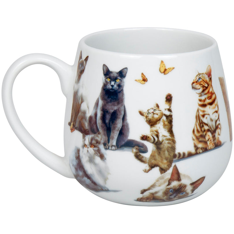 Tazza tè con coperchio e filtro, disegno: Felini - Furry Little Paws ml 400/cm Ø8x10,2