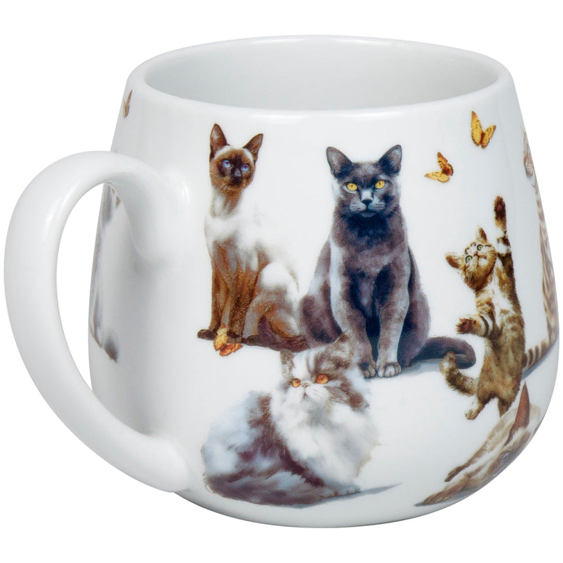 Tazza tè con coperchio e filtro, disegno: Felini - Furry Little Paws ml 400/cm Ø8x10,2