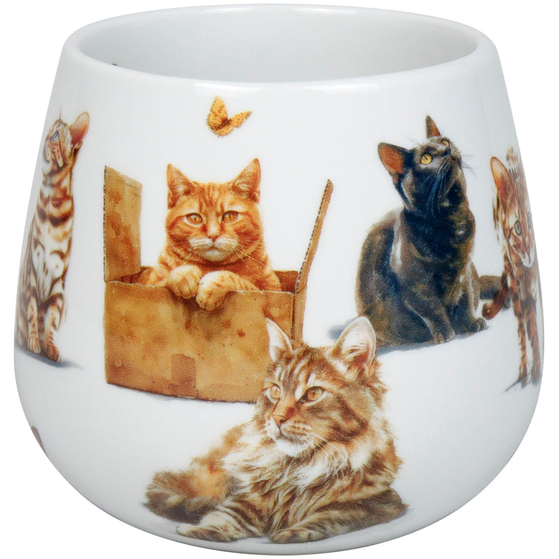 Tazza tè con coperchio e filtro, disegno: Felini - Furry Little Paws ml 400/cm Ø8x10,2