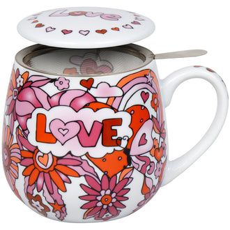 Tazza tè con coperchio e filtro, disegno: Michaela Koch - Power of Love ml 400/cm Ø8x10,2