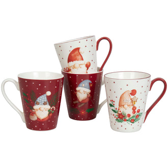 Tazza mug in confezione assortita da 4 pezzi, disegno: Gnomo ml 340/cm Ø8,9X10,2