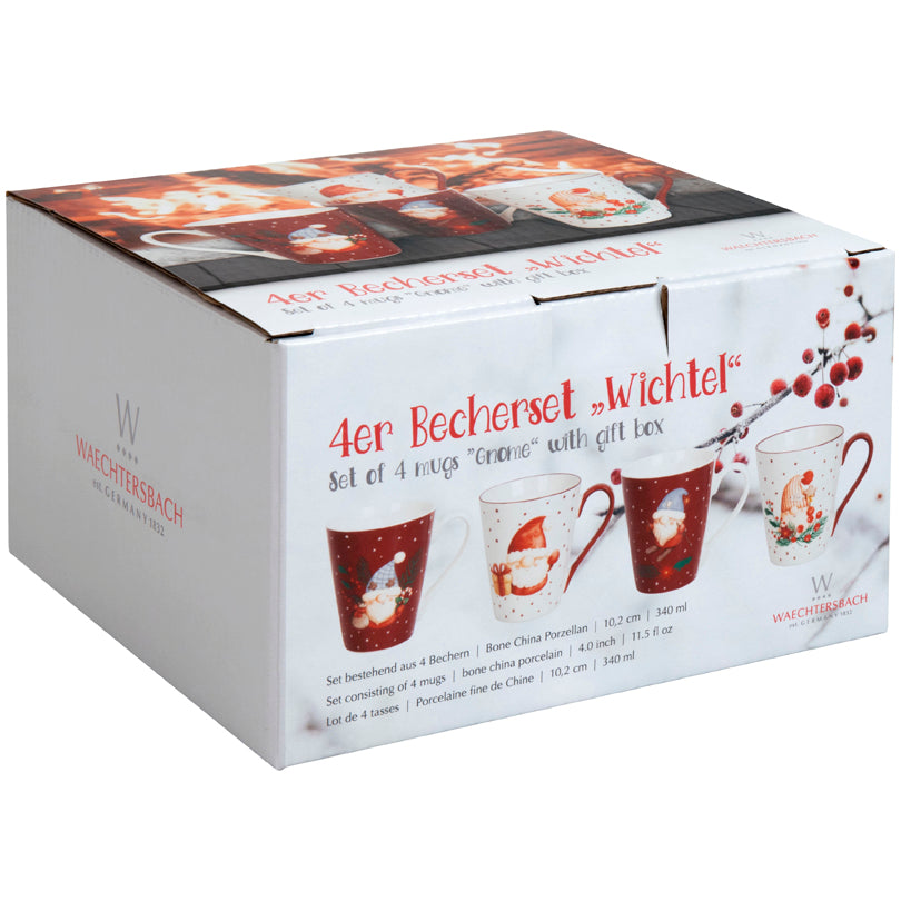 Tazza mug in confezione assortita da 4 pezzi, disegno: Gnomo ml 340/cm Ø8,9X10,2